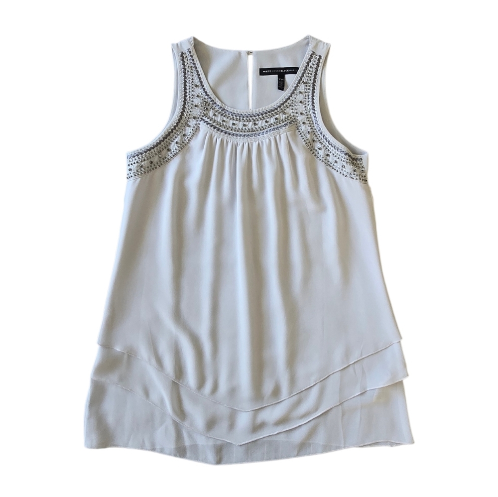 WHBM Embellished Gray Layered Sleeveless Blouse